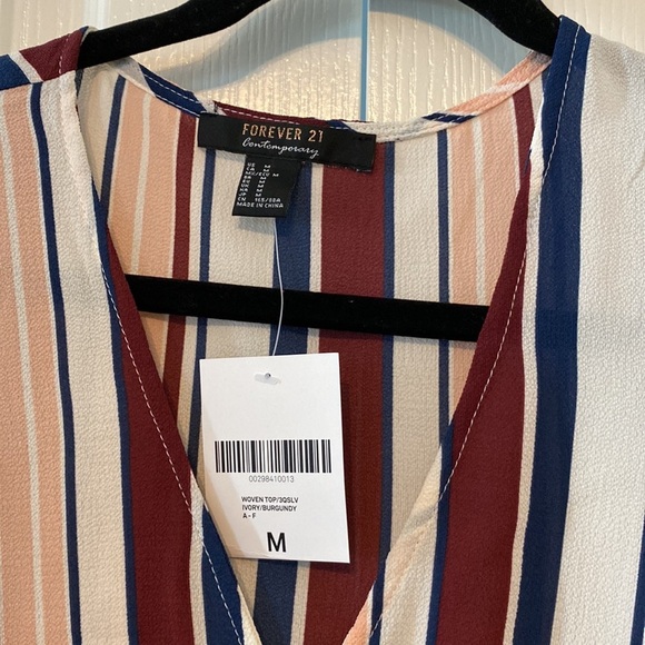 Forever 21 Contemporary Woven Top Open Front striped Multicolored Top Size M - Picture 4 of 11